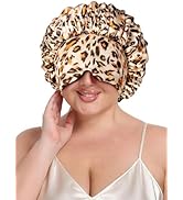 Vettres 3 in 1 Silky Sleep Bonnet with Eye Mask for Long Curly Braids Light Blocking Wrap Covers ...