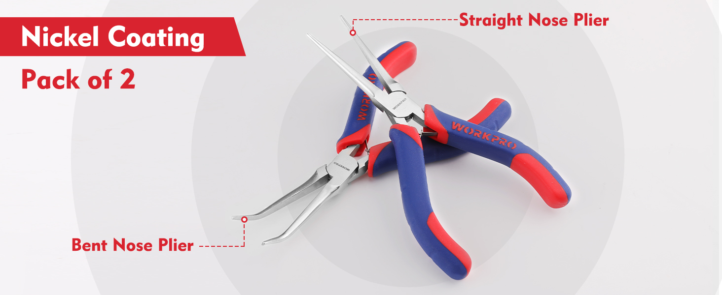 WORKPRO 2-Piece 6&amp;#34; Mini Needle Nose Pliers Set