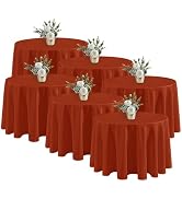 Fitable 6 Pack Rust 120 Inch Round Tablecloth - Stain Resistant and Washable Table Cover, Polyest...