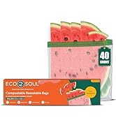 ECO SOUL 100% Compostable Gallon Bags [40 Counts][11.5"x10.6"] Resealable Bags, Freezer, Eco-frie...