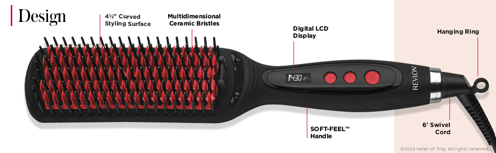 Design with Ceramic bristles and soft feel handle