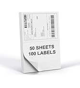 PAPRMA Half Sheet 8.5x5.5inch Shipping Mailing Label 100 Counts, 2 Labels Per Sheet 8.5 x 11 for ...