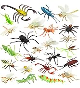 Insect Bug Toy Figures for Kids Boys Girls (24pcs), 2-4” Fake Bugs - Fake Spiders, Cockroaches, S...