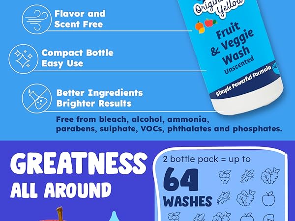 fruit &amp; veggie wash mineral-based mineral based vegetable fruit wash soak rinse fragrance free wash