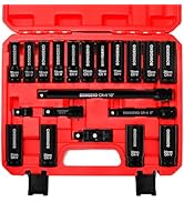 SONIGEKO Socket Set 1/2" Drive Impact Socket Set,20-Piece 6 Point Deep, Metric CR-V Steel Sockets...