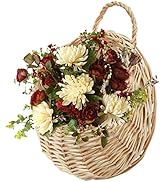 Elsjoy Hanging Wicker Woven Basket for Plants, Decorative Wall Hanging Rattan Basket Flower Plant...