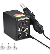 Hot Air Rework Station, 858D SMD Desoldering-Gun (212-932°F) Kit with °F /°C Display, Temperature...