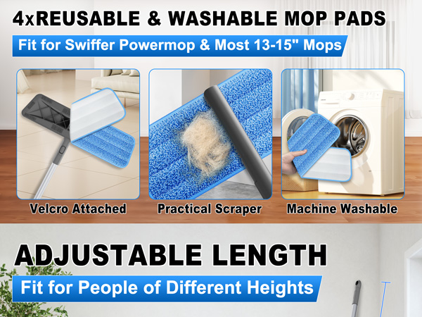 floor mops with washable pads