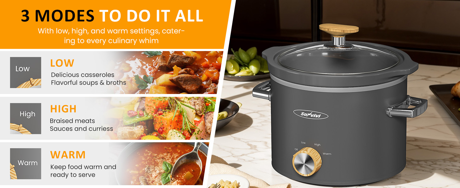 2 Quart Slow Cooker, Small Slow Cooker with Removable Ceramic Pot/mini electric food warmers
