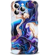 ETPESOK Compatible with iPhone 14 Pro Max Case Marble Glossy Pattern Design Cute Curly Wave Borde...