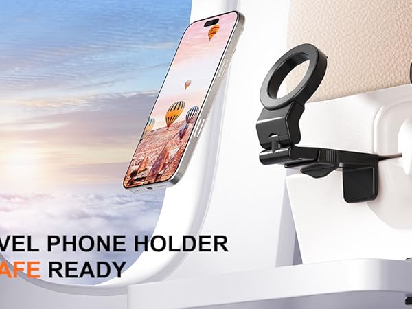 MagSafe Airplane Phone Holder. clamp on the airplane meal tray, hold/magnetic iPhone stably