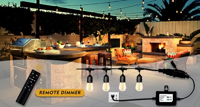 dimmer for outdoor string lights with remote