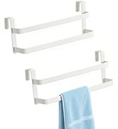 CHIKESI Double Layer Over Cabinet Towel Bar Holder, 2-Pack Stainless Steel Towel Bar for Hanging ...