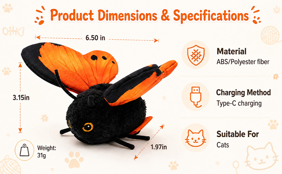 Smart Flapping Butterfly Toy Interactive Cat
