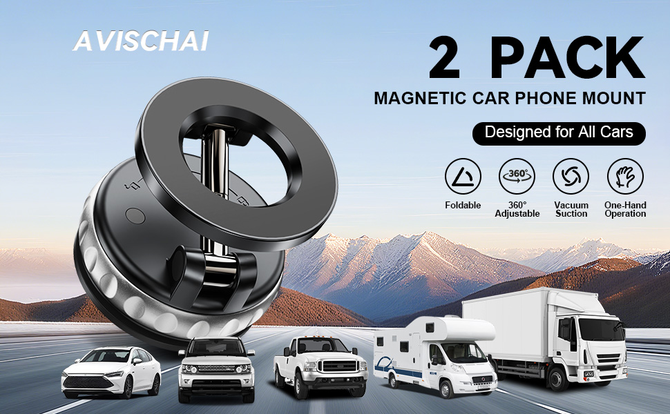 Vacuum Magnetic Car Phone Holder 360°