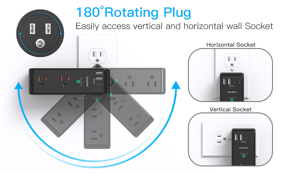 multi plug outlet with rotating plug 
