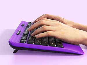 purple Ergonomic Wireless Keyboard