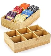 Dicunoy 2 Pack Bamboo Tea Bag Organizer, Wood Hot Tea Bag Drawer Storage Organizer Holder with 6 ...