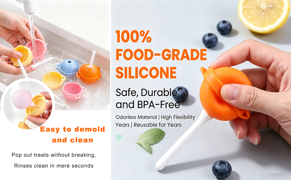 Easy to demold and clean;silicone lollipop mold;lollipop molds silicone