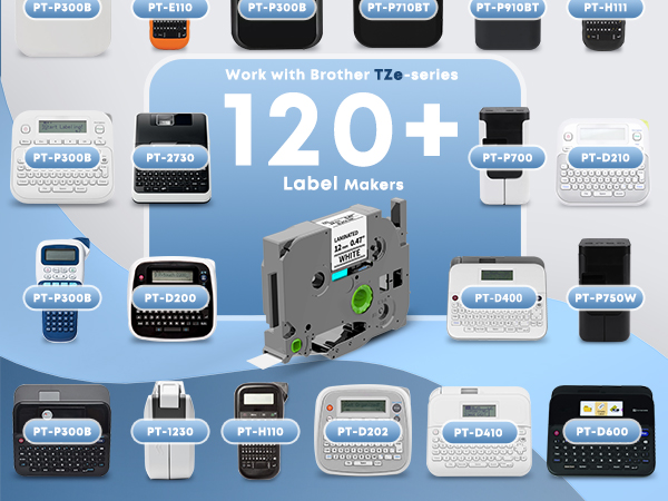 TZe-231 TZ Tape 12mm 0.47 Laminated White for Brother Label Maker Tape P Touch Label Tape TZe231