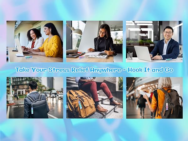 Hook-and-go keyboard keychain fidget toy for stress relief during office work or outdoor activities