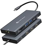 DGYBDFC USB C Laptop Docking Station 3 Monitors 100W PD 4K60Hz 12 in 1 Triple HDMI Docking Statio...