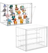 Attelite Acrylic Display Case,Upgrade 4 Tiers Clear Display Case with 3 Adjustable Divider, 2 Pac...