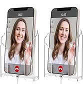 Crpich Wall Mounted Phone Holder, Acrylic Phone Cradle with 3M Transparent Tapes, Clear Phone Sta...