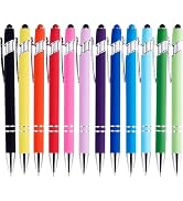 LINFANC 12 Pack Ballpoint Pen with Stylus Tip, 1.0 mm Black Ink Smooth Writing Pens, Metal Stylus...