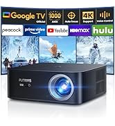 [1000 ANSI/Google TV]Smart Projector with WiFi 6 and Bluetooth, Netflix-Licensed 4K Support, Outd...