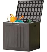Sweetcrispy Deck Box with 31 Gallon Capacity, Weatherproof Resin Lockable Outdoor Storage for Sec...