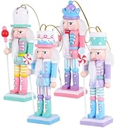 VILLCASE Christmas Nutcrackers Figurine Ornaments 4pcs Candy Wooden Nutcracker Soldier 12CM Lolli...