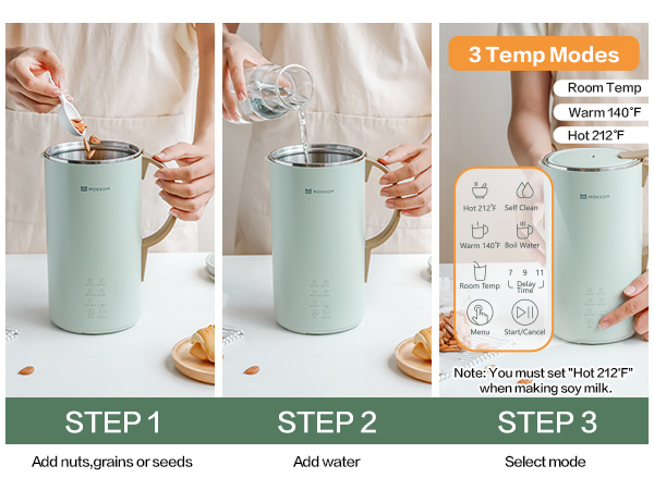 MOKKOM Nut Milk Maker, 20oz Automatic Soy Milk Maker