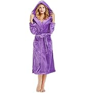 HEARTNICE Womens Hooded Fleece Robe, Soft Bathrobe for Womens, Cute Long House Coat