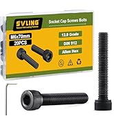 SVLING M6-1.0 x 70mm Bolt, 20PCS M6 Hex Socket Head Cap Screws Bolts, 12.9 Grade Alloy Steel, Ful...