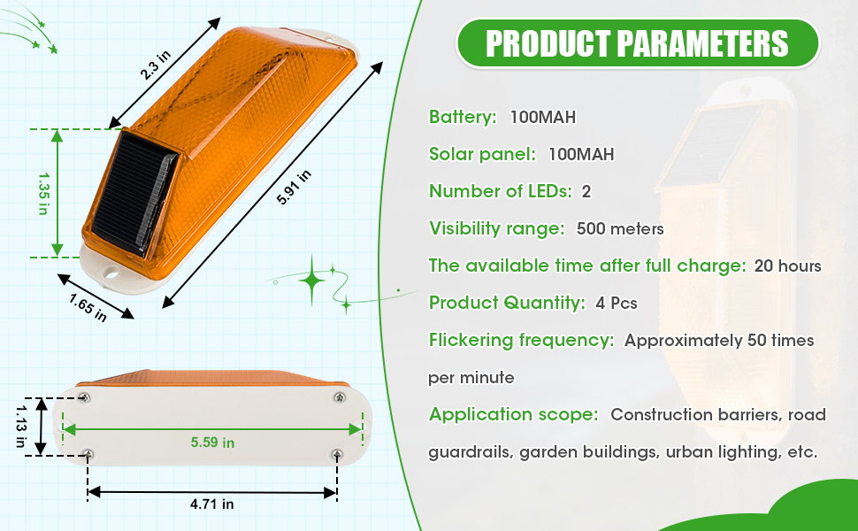 Solar Strobe Warning Light