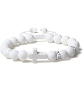 Metzm Adjustable Silicone Beaded Cross Bracelet for Men Women, Waterproof Rubber Surfer Cross Cou...
