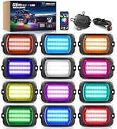 MICTUNING Q1 MAX RGB+IC Rock Lights 12 Pods Kit, 288 Beams 1000% Brighter Chasing Dreamcolor Unde...