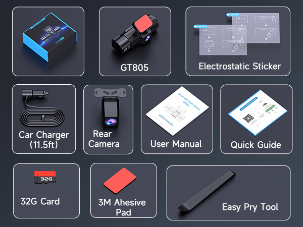 car camera - dash cam front and rear