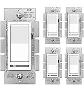 [5 Pack] BESTTEN Dimmer Wall Light Switch, Single Pole or 3-Way, Compatible with Dimmable LED, CF...
