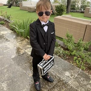 Ring Bearer holding ring security briefcase wearing aviator sunglasses