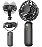 TOPK Portable Handheld Fan, 5000mAh Battery Operated Fan With LED Display, Handheld/Neck/Desk 3 i...