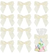 AIMUDI Ivory Bows for Wedding Decor 4.5" Pre-Tied Cream Satin Ribbon Twist Tie Bows for Treat Bag...