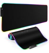 YXLILI Mouse Pad Gaming Large Mouse Pads for Keyboard and Mouse Extended RGB Mouse Mat, 12 Lighti...