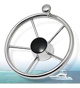 11 inch Boat Steering Wheel Stainless Steel Marine Steering Wheel with Knob fit 3/4 inch Tapered ...