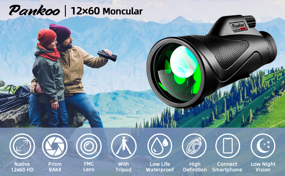 Pankoo 12x60 monocular for bird waching