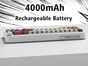 womier L65 60% Mechanical Keyboard Wireless with Knob, White Gaming Keyboard 4000mAh Battery