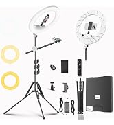 Bzyltrux 55W18 45cm Ring Light Kit [New Version] 6700K Dimmable LEDRinglightTripod Stand Dual Pho...