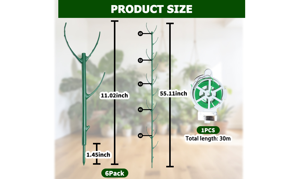 6pack Adjustable Plant Support Pole – Stackable Indoor