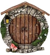 Brown Fairy Gardens Doors and Windows for Trees Mini Fairy Statues Wall and Trees Outdoor Wooden ...